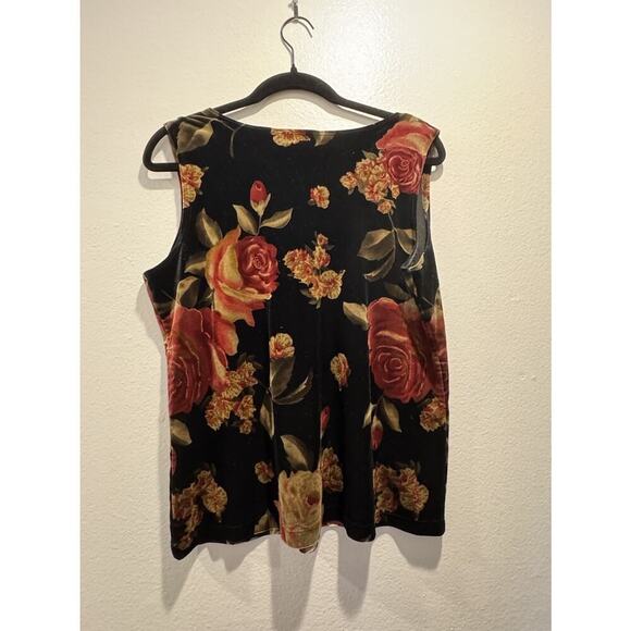 Impressions Lifestyle Size Large Velvet Floral Print Tank Dark Romantic Y2K Look - Picture 2 of 6